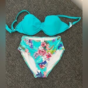 VENUS Teal and Floral Bikini Set